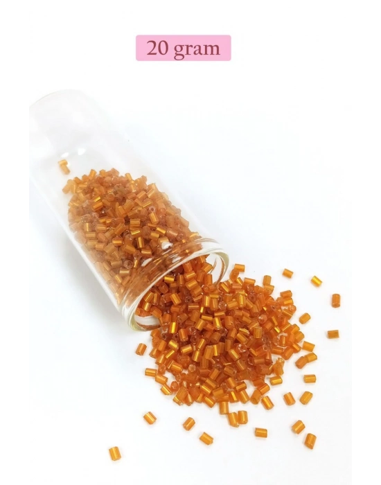 Kesme Cam Boncuk 2mm - 20 Gram - Şeffaf Koyu Turuncu -BNC327