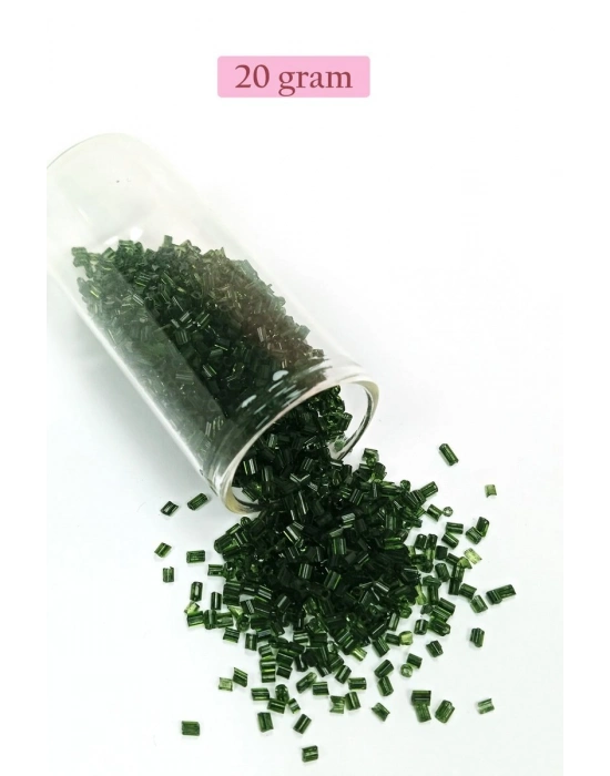 Kesme Cam Boncuk 2mm - 20 Gram - Şeffaf Koyu Yeşil -BNC319