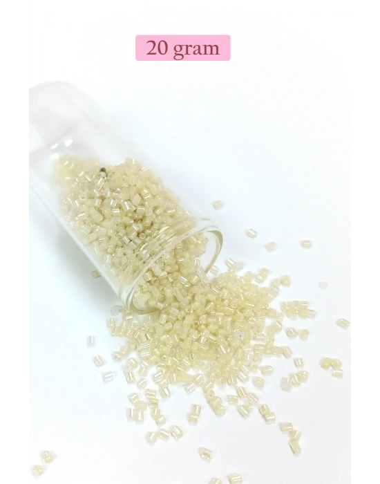 Kesme Cam Boncuk 2mm - 20 Gram - Şeffaf Krem -BNC339