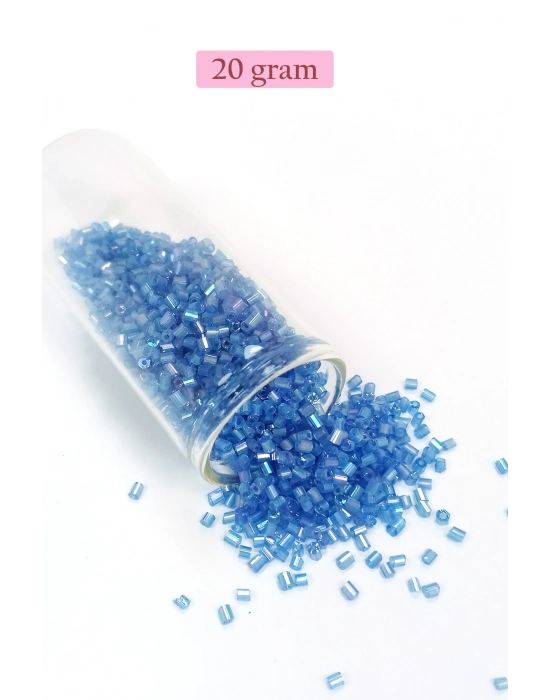 Kesme Cam Boncuk 2mm - 20 Gram - Şeffaf Mavi -BNC326