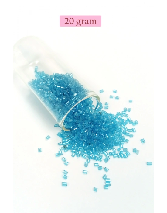 Kesme Cam Boncuk 2mm - 20 Gram - Şeffaf Turguaz -BNC349