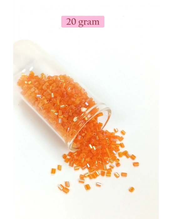 Kesme Cam Boncuk 2mm - 20 Gram - Şeffaf Turuncu -BNC314