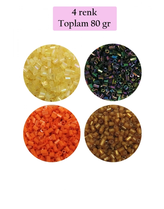 Kesme Cam Boncuk 2mm - 4 Renk - Toplam 80 Gram - BNC435