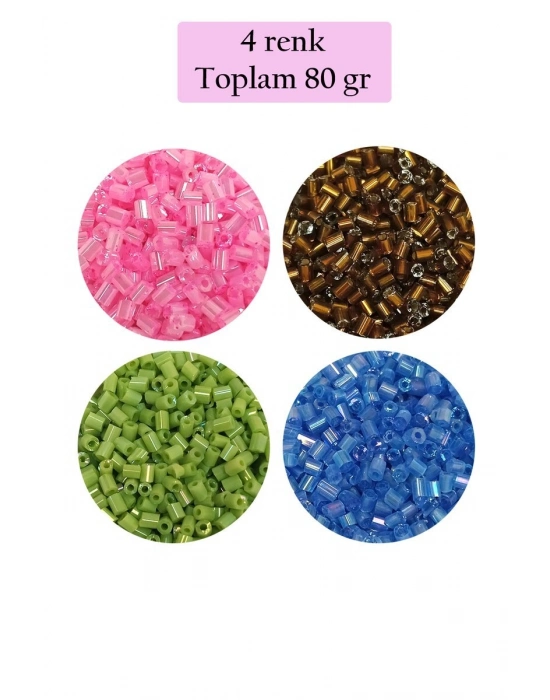Kesme Cam Boncuk 2mm - 4 Renk - Toplam 80 Gram - BNC440