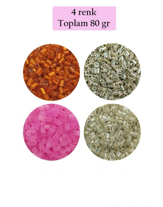 Kesme Cam Boncuk 2mm - 4 Renk - Toplam 80 Gram - BNC441
