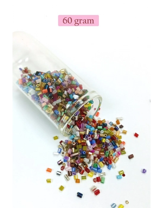 Kesme Cam Boncuk 2mm - 60 Gram - Karışık Renkli - BNC357