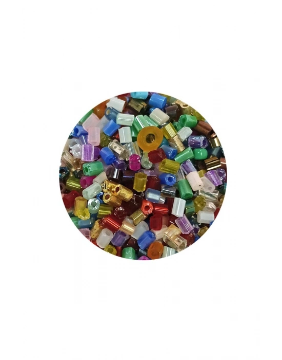 Kesme Cam Boncuk 2mm - 60 Gram - Karışık Renkli - BNC357