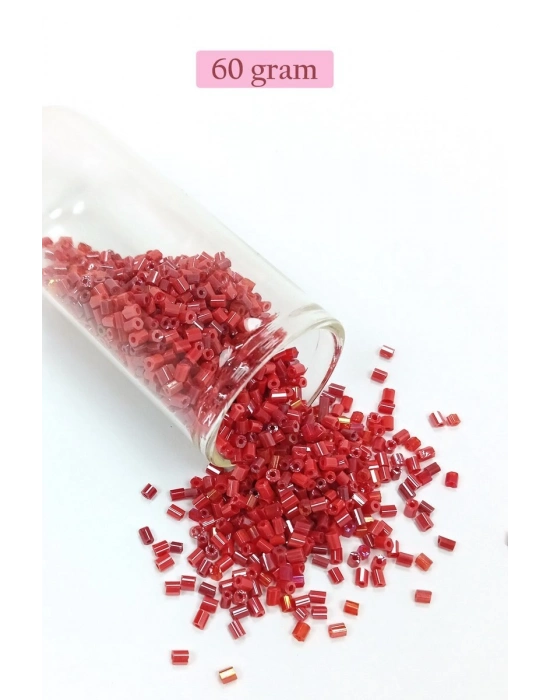 Kesme Cam Boncuk 2mm - 60 Gram - Koyu Kırmızı - BNC370