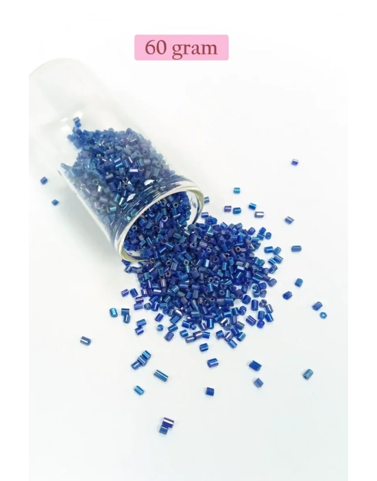 Kesme Cam Boncuk 2mm - 60 Gram - Koyu Mavi - BNC392
