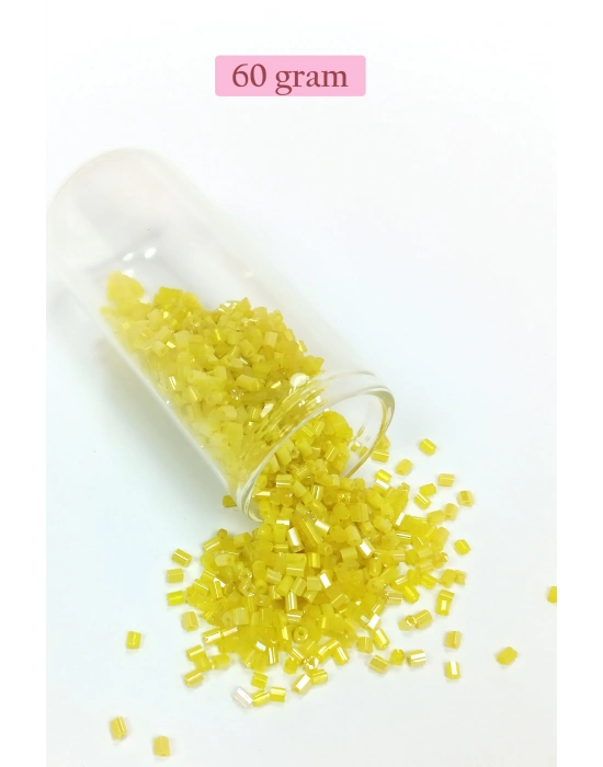 Kesme Cam Boncuk 2mm - 60 Gram - Koyu Sarı - BNC385