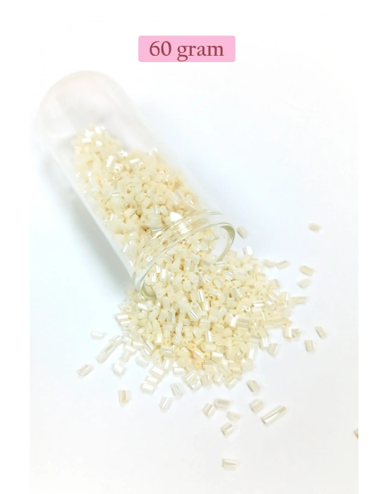 Kesme Cam Boncuk 2mm - 60 Gram - Krem - BNC384