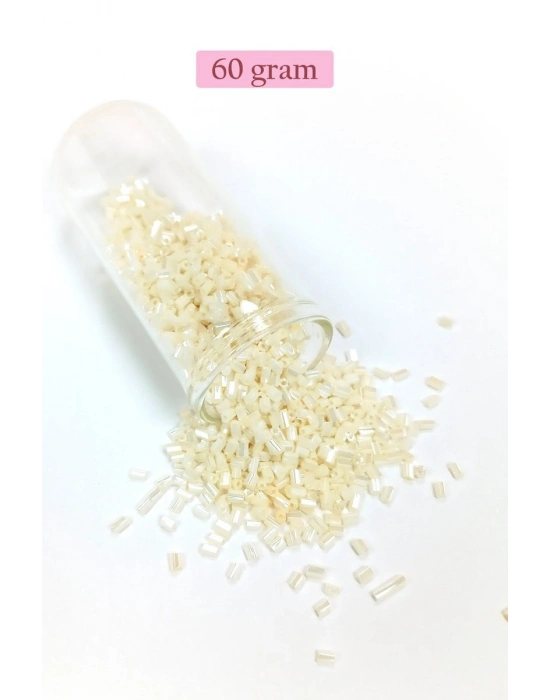 Kesme Cam Boncuk 2mm - 60 Gram - Krem - BNC384