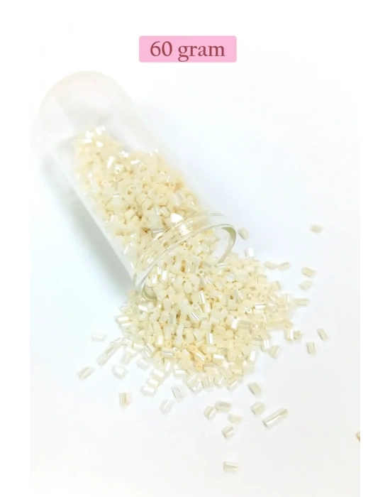 Kesme Cam Boncuk 2mm - 60 Gram - Krem - BNC384