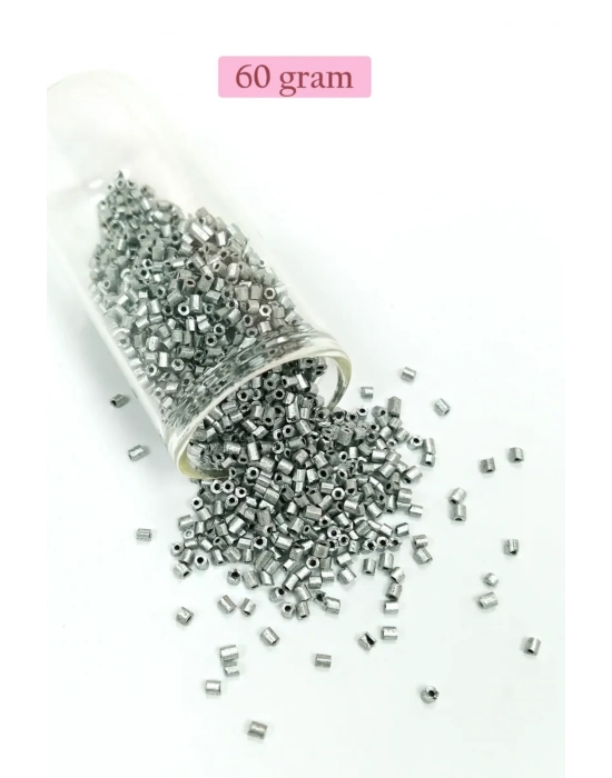 Kesme Cam Boncuk 2mm - 60 Gram - Mat Gümüş - BNC381