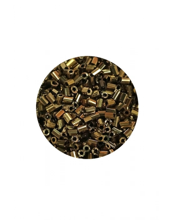Kesme Cam Boncuk 2mm - 60 Gram - Metalik Sarı - BNC390