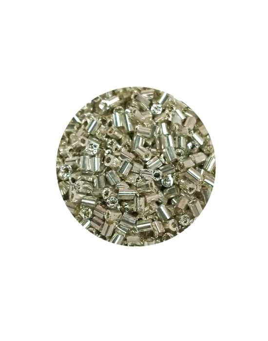 Kesme Cam Boncuk 2mm - 60 Gram - Parlak Gümüş - BNC376