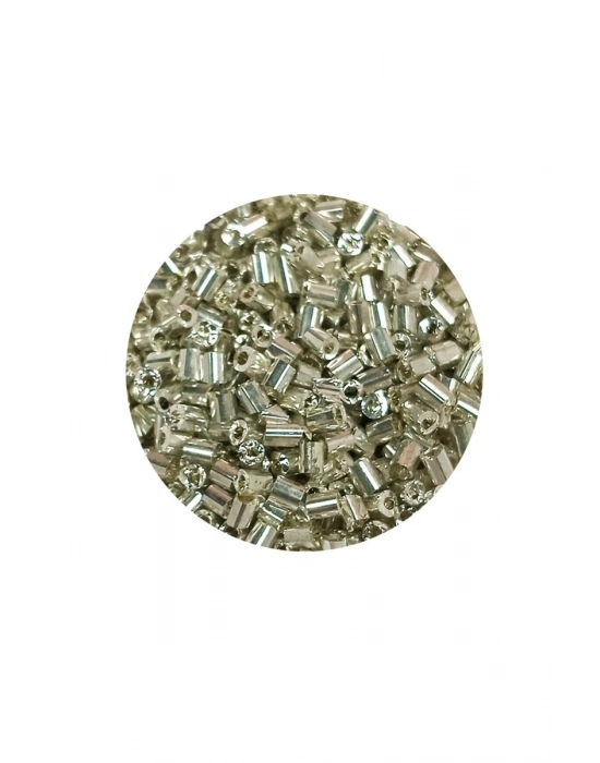 Kesme Cam Boncuk 2mm - 60 Gram - Parlak Gümüş - BNC376