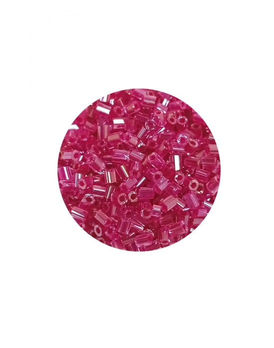 Kesme Cam Boncuk 2mm - 60 Gram - Şeffaf Koyu Pembe - BNC394