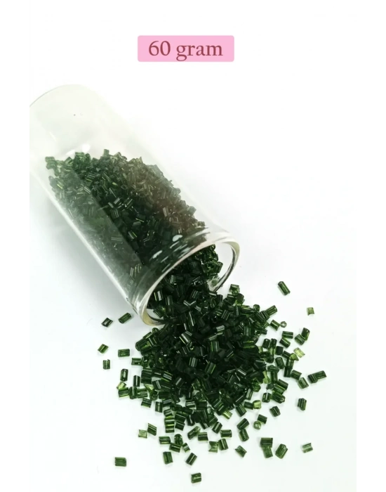 Kesme Cam Boncuk 2mm - 60 Gram - Şeffaf Koyu Yeşil - BNC367
