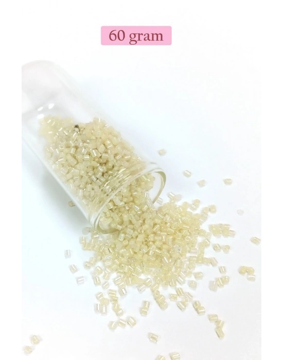 Kesme Cam Boncuk 2mm - 60 Gram - Şeffaf Krem - BNC387