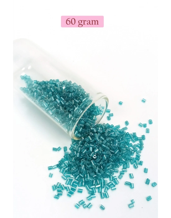 Kesme Cam Boncuk 2mm - 60 Gram - Şeffaf Turkuaz - BNC364