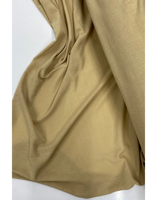 Keten Kumaş - Organik Kumaş - Perde Kumaşı - Ince Keten - Kıyafet Için Kumaş Örtü Koyu Bej 81