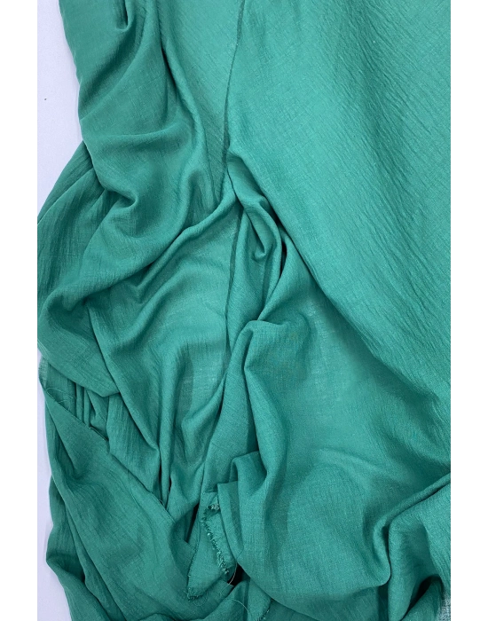 Keten Kumaş - Organik Kumaş - Perde Kumaşı - Ince Keten - Kıyafet Için Kumaş Örtü Koyu Yeşil