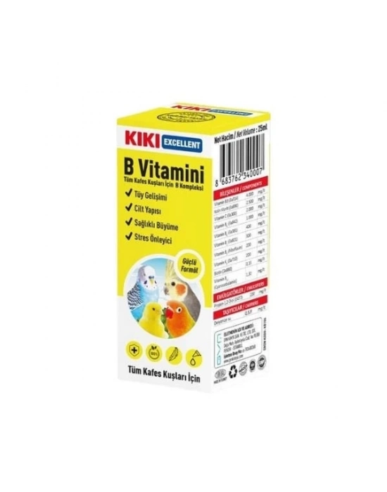 Kiki Excellent Kuşlar için B Vitamini Sıvı Damla 25 Ml