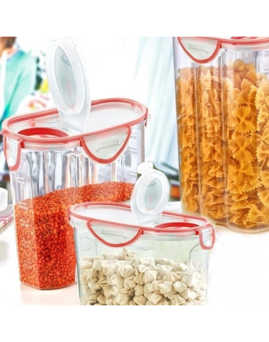 ®  Kilitli Kapaklı Contalı Hava,Su Sıvı Geçirmez 2,4 Litre Erzak Saklama Kabı-SA590