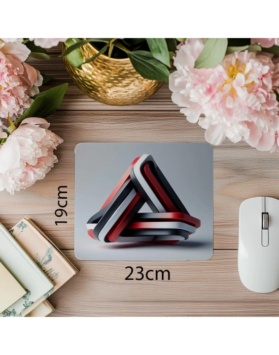 Kilitli Parçalı Kırmızı Siyah Beyaz Mousepad - 19x23 cm 2 mm Dikdörtgen İthal Baskılı Mouse Pad