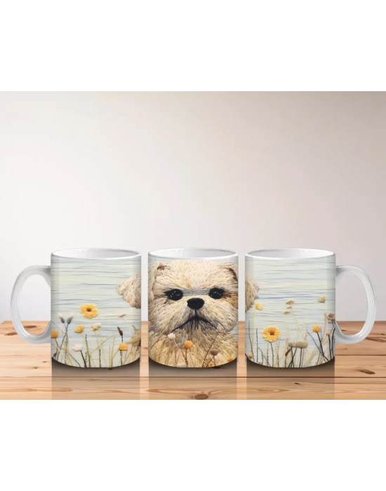 Kır Çiçekleri Arasında Sevimli Köpek – Baskılı Kahve Kupası