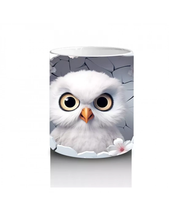 Kiraz Çiçekleri Arasında Minik Baykuş - Baskılı Kahve Kupası