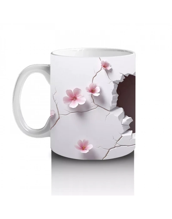 Kiraz Çiçekleriyle Çevrelenmiş Baykuş – Baskılı Kupa