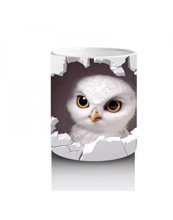 Kiraz Çiçekleriyle Çevrelenmiş Baykuş – Baskılı Kupa