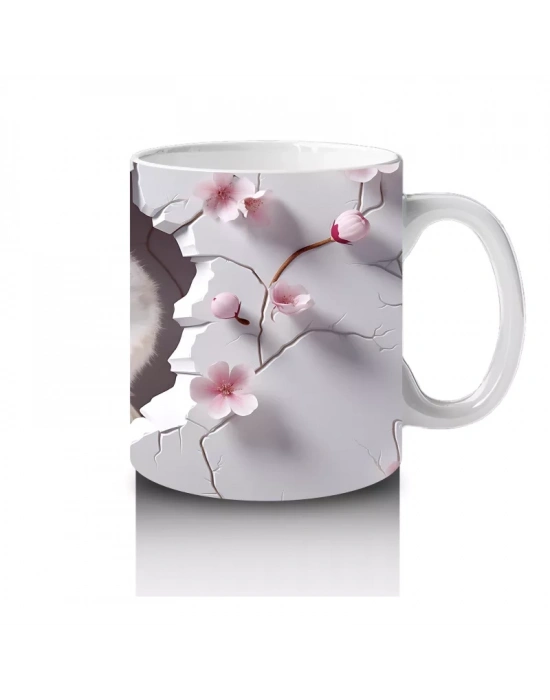 Kiraz Çiçekleriyle Çevrelenmiş Baykuş – Baskılı Kupa