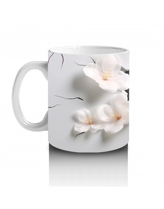 Kiraz Çiçekleriyle Süslenmiş Yavru Samur – Baskılı Kahve Kupası