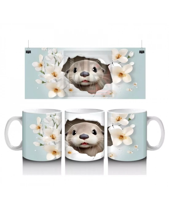 Kiraz Dalları Arasında Gülümseyen Samur – Baskılı Kupa