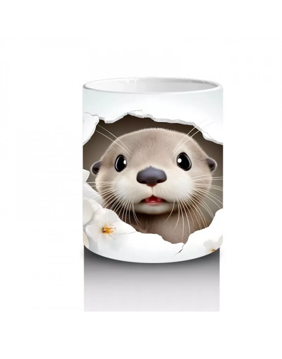 Kiraz Dalları Arasında Gülümseyen Samur – Baskılı Kupa