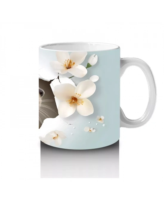 Kiraz Dalları Arasında Gülümseyen Samur – Baskılı Kupa