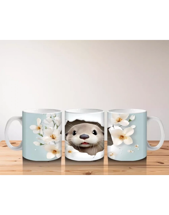 Kiraz Dalları Arasında Gülümseyen Samur – Baskılı Kupa