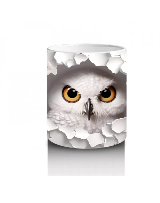 Kiraz Dalları Arasında Parlak Gözlü Baykuş – Baskılı Kupa