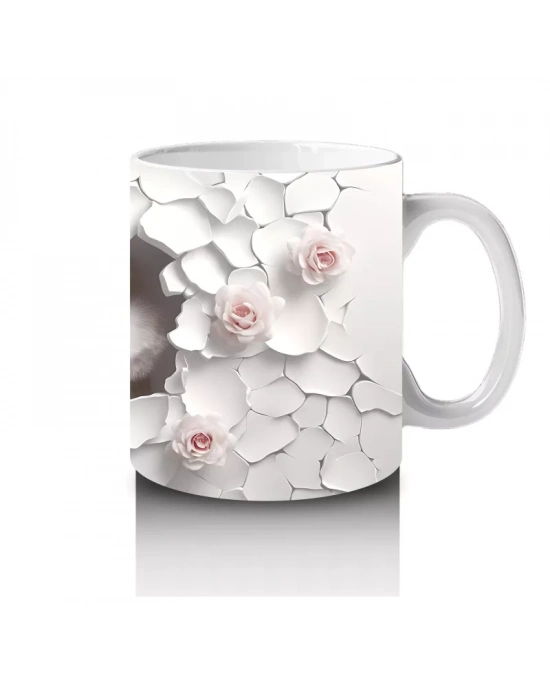 Kiraz Dalları Arasında Parlak Gözlü Baykuş – Baskılı Kupa