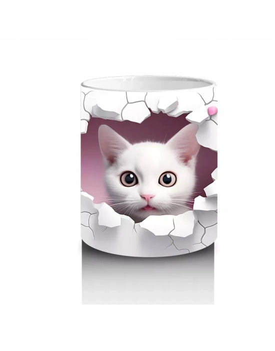 Kiraz Dalları Arasından Bakan Gri Kedi – Baskılı Kupa