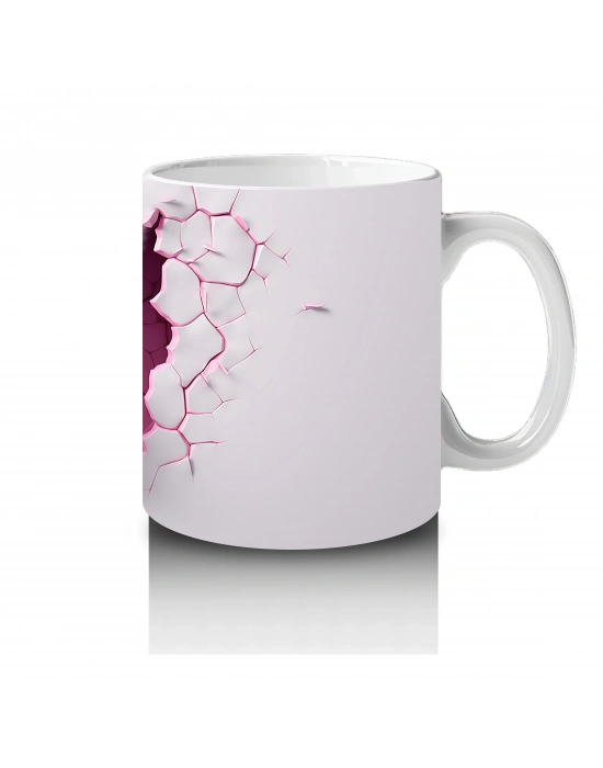 Kırık Duvar Arasında Bakan Sevimli Lama Yavrusu - Baskılı kahve kupası