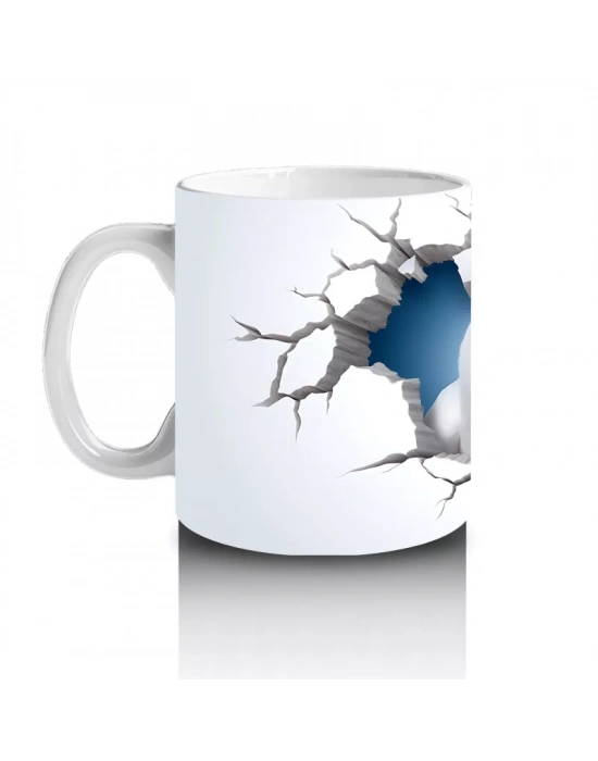 Kırık Duvar Arasında Beyaz Baykuş - Baskılı Kahve Kupası