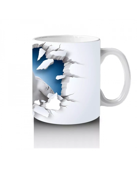 Kırık Duvar Arasında Beyaz Baykuş - Baskılı Kahve Kupası