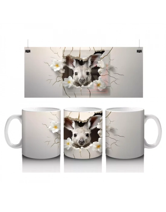 Kırık Duvar Arasında Sevimli Geyik – Baskılı Kahve Kupası