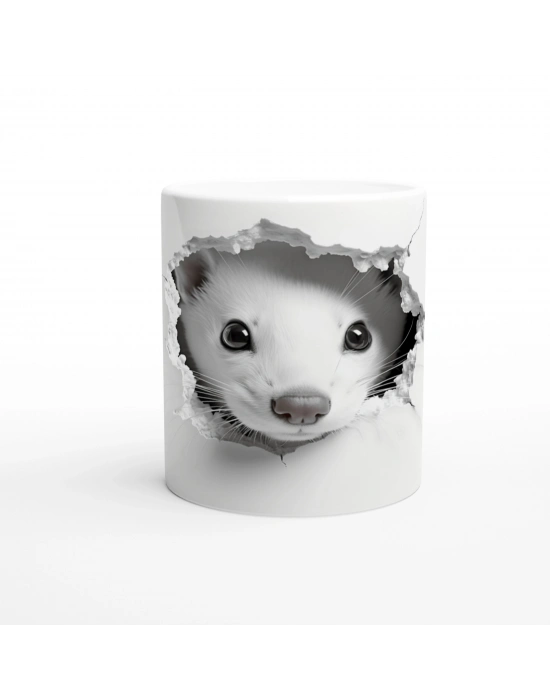 Kırık Duvar Arasından Bakan Sevimli Gelincik Baskılı Kupa Bardak