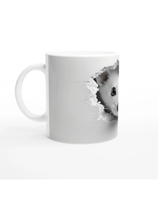 Kırık Duvar Arasından Bakan Sevimli Gelincik Baskılı Kupa Bardak