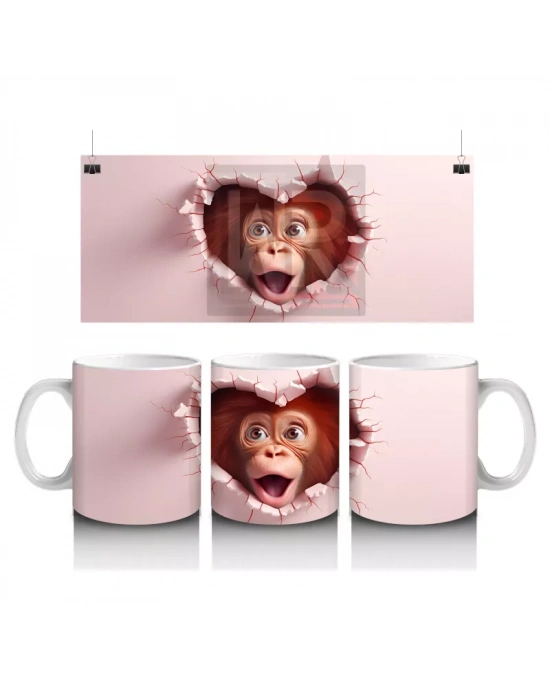 Kırık Duvar Arasından Bizi İzleyen Maymun – Baskılı Kahve Kupası